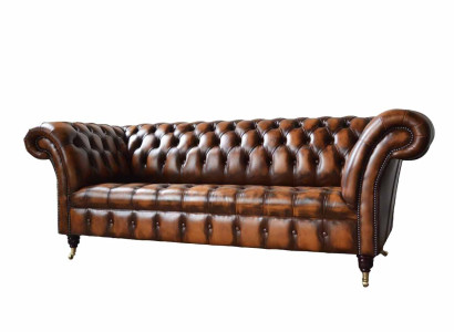 Chesterfield 3 Seater Sofa Leather Sofa Couch Upholstery Seat Brown Sofas new